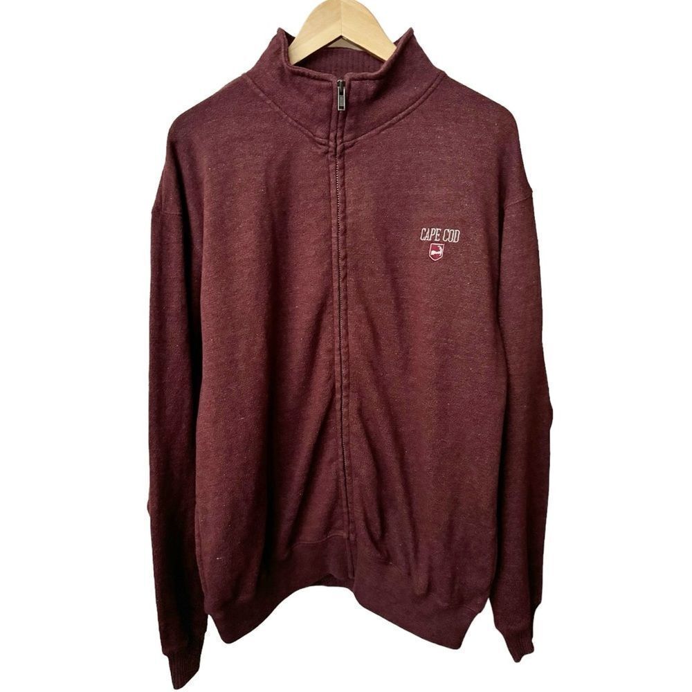 Cuffy’s of Cape Cod Long Sleeve Relaxed Fit Maroon Zip Front Zip Up Sweater. XL.